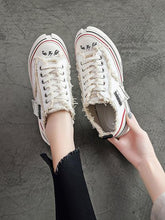 Flat Heels Lace Up Canvas Sneakers